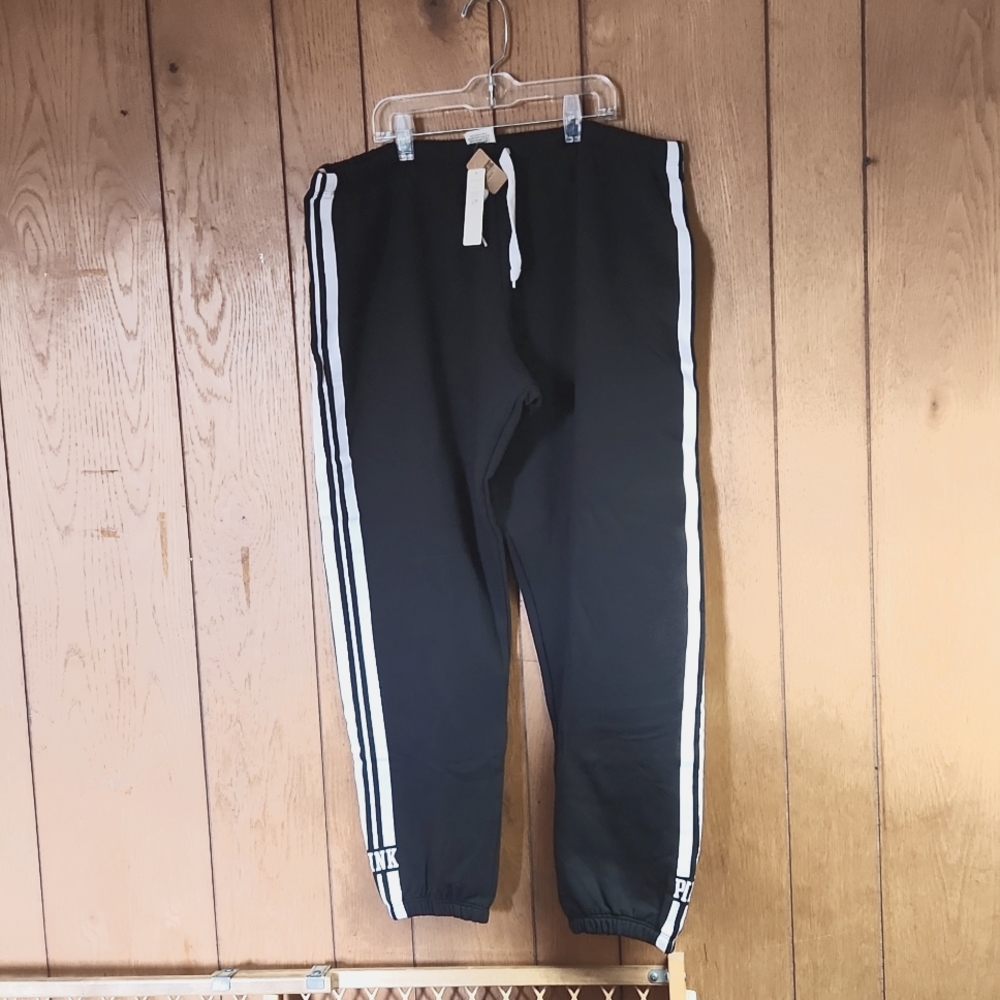 VS PINK STRIPED JOGGERS XL